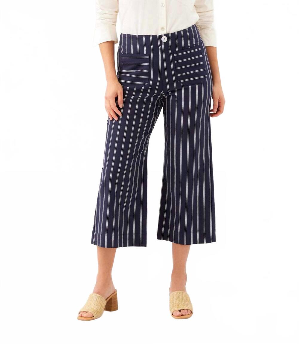 NEW KAREN KANE stripe cropped wide-leg pants in navy